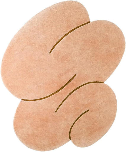 Peach Pink Ultra Soft Faux Wool Fluffly Irregular Shaped Area Rug 4x6 Contemporary Modern Abstract Rug for Living Room Dining Bedroom Office Large Carpet Bathmat
