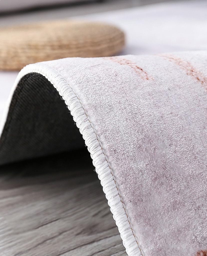 Peach Pink Ultra Soft Faux Wool Fluffly Irregular Shaped Area Rug 4x6 Contemporary Modern Abstract Rug for Living Room Dining Bedroom Office Large Carpet Bathmat