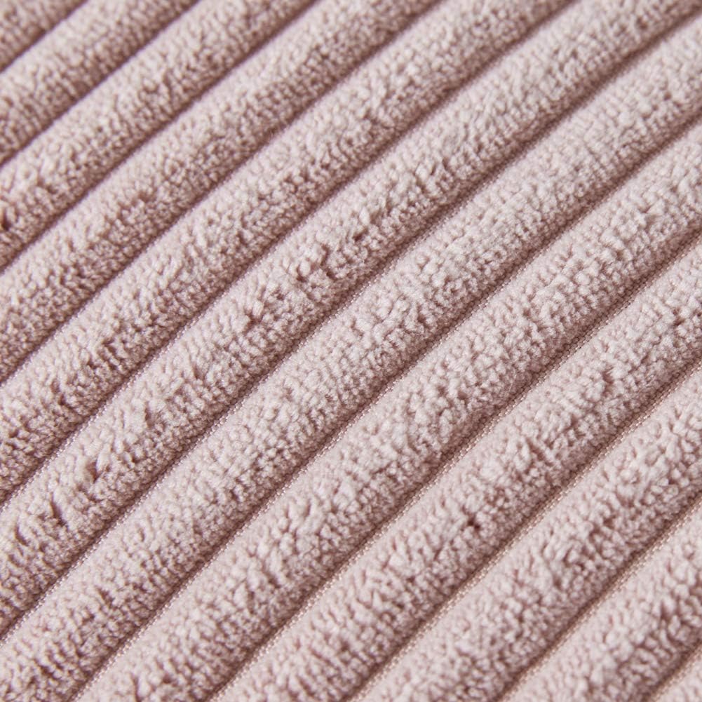 Pack of 2 Boho Rectangle Decorative Throw Pillow Covers with Pom-poms, Soft Corduroy Accent Solid Cushion Case Set for Couch Sofa Bedroom Car Living Room (12x20 Inch/30x50 cm, Blush Pink)
