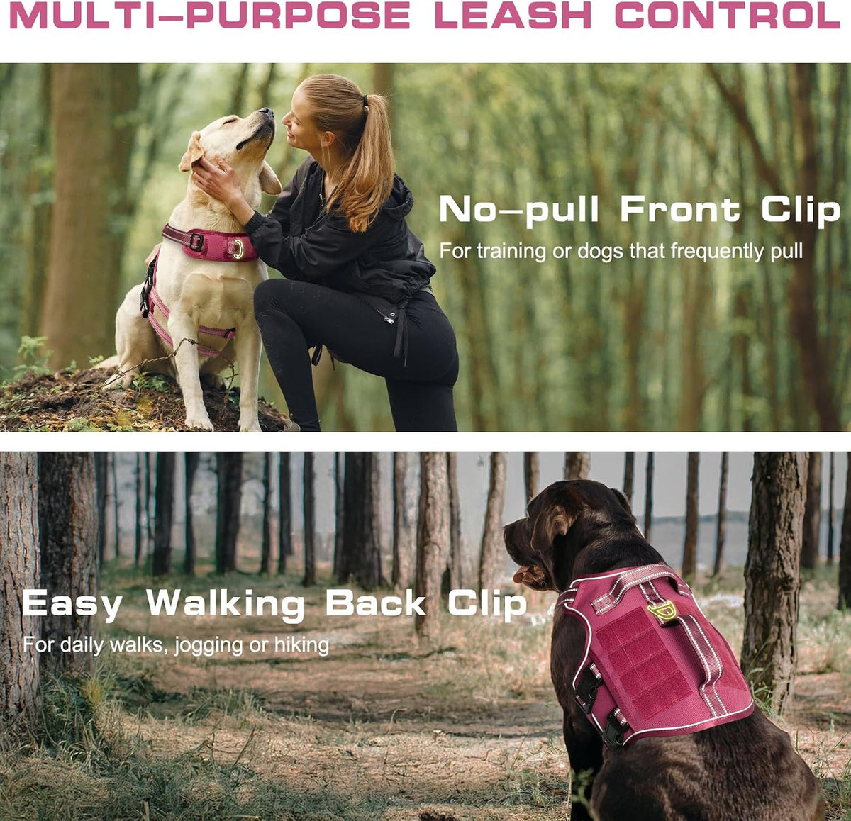 Dog Harness for Large Dogs, No Pull Tactical Vest with Front Clips