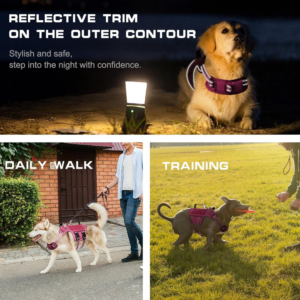 Dog Harness for Large Dogs, No Pull Tactical Vest with Front Clips