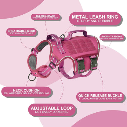 Dog Harness for Large Dogs, No Pull Tactical Vest with Front Clips