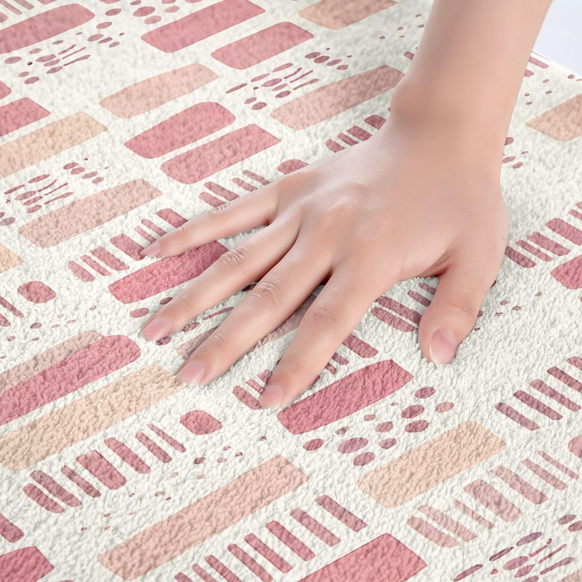 Pink Bathroom Rugs Microfiber 20"x32" Bohemian Pink Checkered Bath Mats Non-Slip Geometric Bathroom Accessories Plaid Floor Doormats Soft Door Mat
