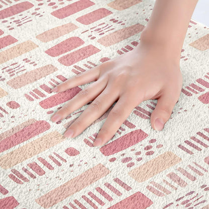 Pink Bathroom Rugs Microfiber 20"x32" Bohemian Pink Checkered Bath Mats Non-Slip Geometric Bathroom Accessories Plaid Floor Doormats Soft Door Mat