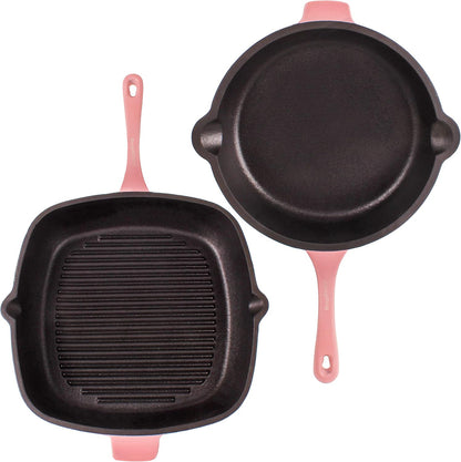 Neo 4Pc Pink Enameled Cast Iron Cookware Set, 3qt Dutch Oven
