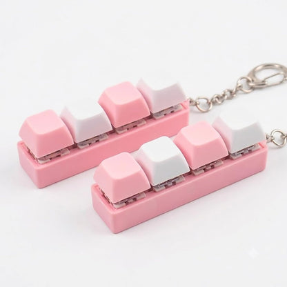 2 Pcs Keyboard Clicker Fidget Toy, 4 Keys Pink Keyboard Keychain for Adult