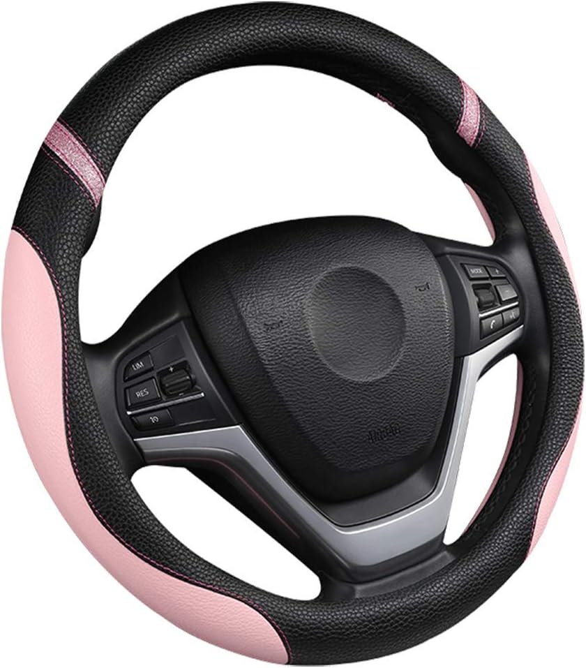 Steering Wheel Cover for Women Leather Universal Steering Wheel Covers for Car 15 inch (Pink)