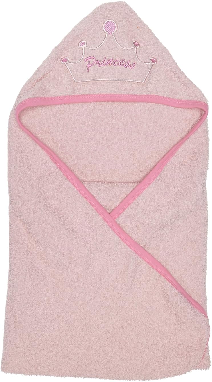 Hooded Baby Toddler Bath Towel for Girls - 3D Pink Princess Towel with Crown; Soft and Absorbent Terry Cloth Hooded Towel for Young Kids; Baby Girl Bath Essential