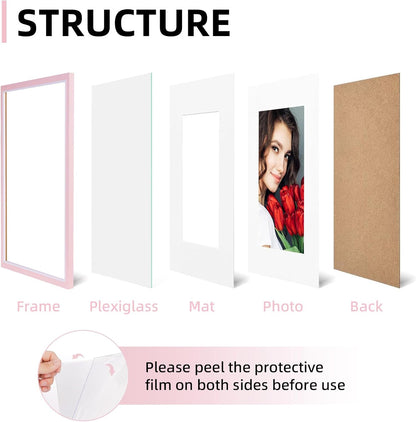 11x14 Picture Frame Set of 2, Pink Picture Frames, Wooden