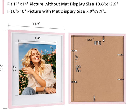 11x14 Picture Frame Set of 2, Pink Picture Frames, Wooden