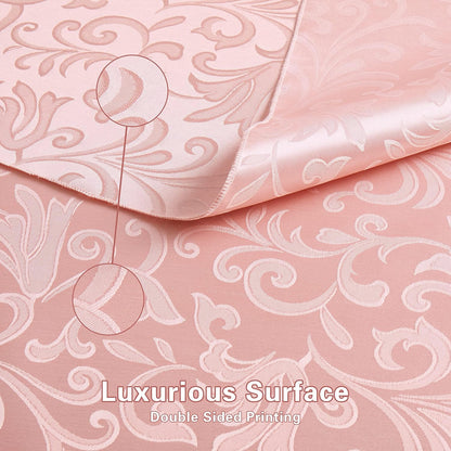 12 Pieces Scroll Damask Jacquard Satin Napkins Coral Gold Cloth Napkins 17 x 17 inch,Water Resistant Spillproof Dinner Napkins for Restaurant Weddings Party Dinner Decoration