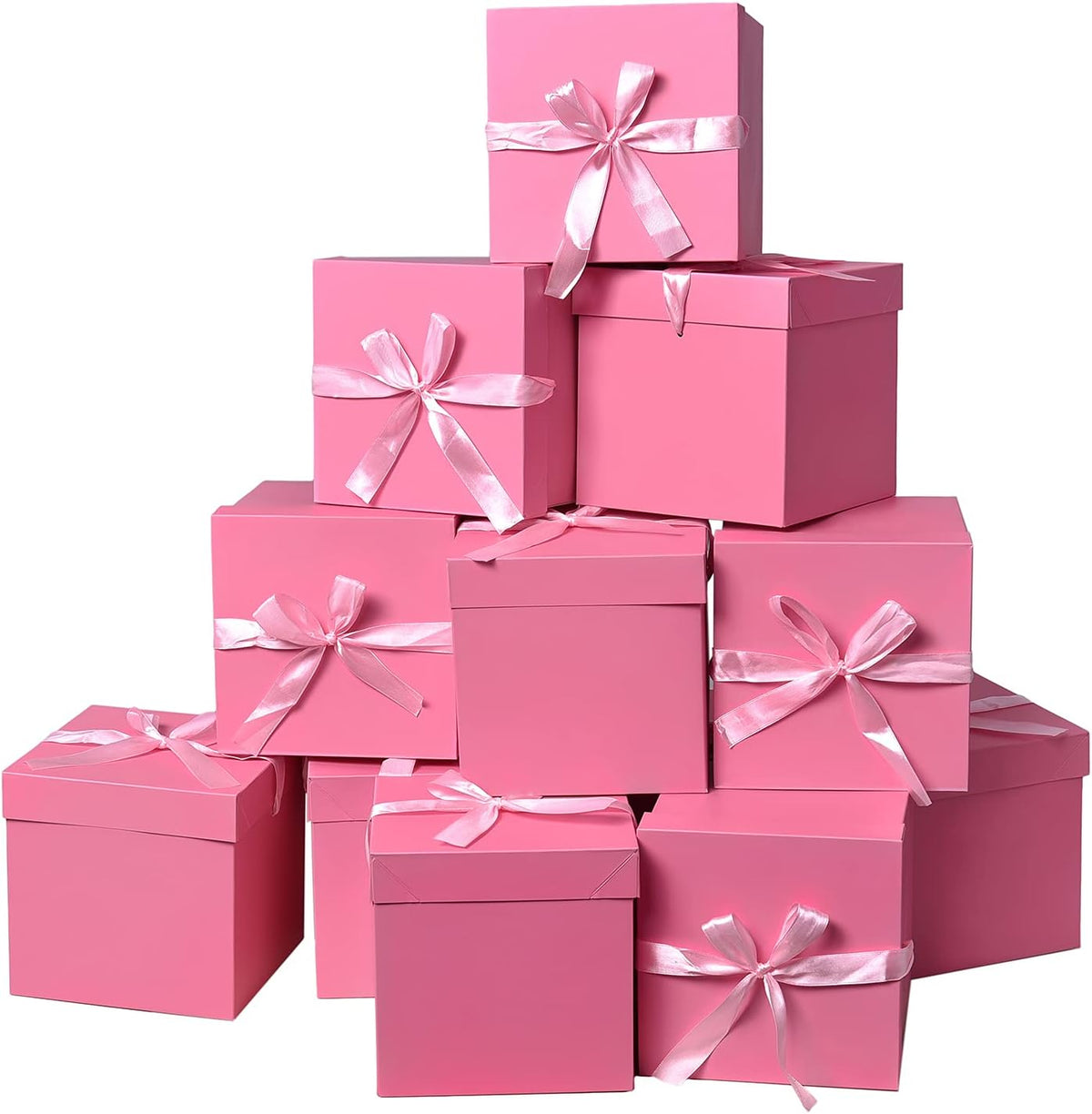 Gift Box with Lid for present, 6pcs,Pink, 6"×6"×6",Collapsible