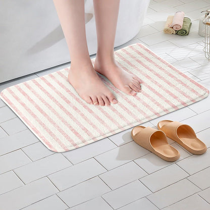 Pink Striped Bathroom Rugs Microfiber 20"x32" Modern Simple Bath Mats Non-Slip Cute Bathroom Accessories Floor Doormats Soft Door Mat