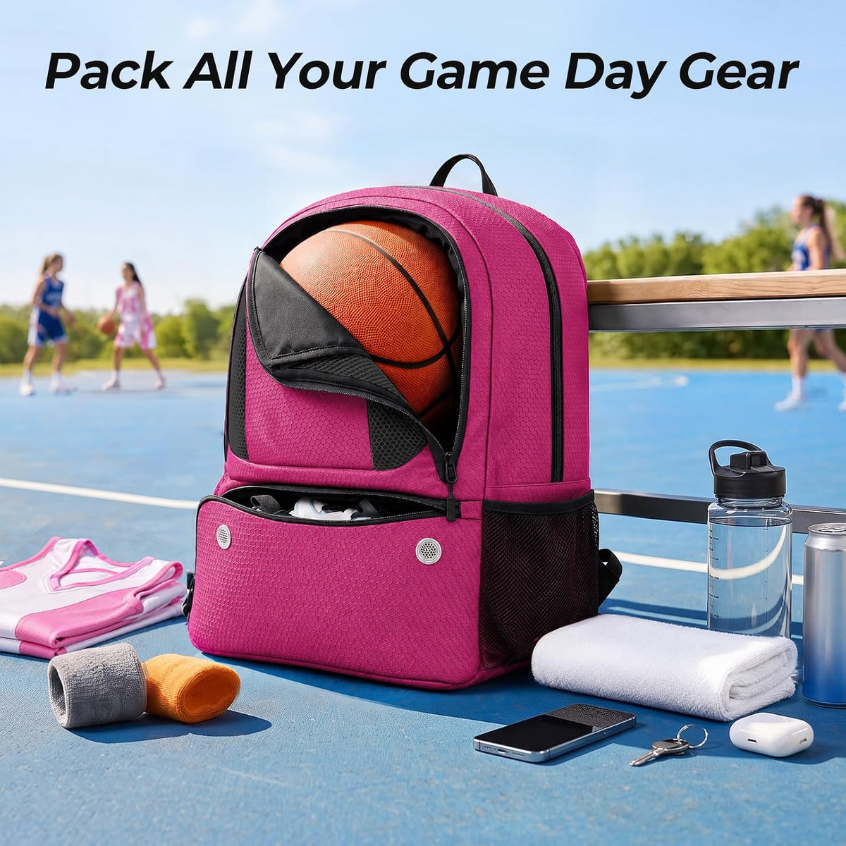 Basketball Backpack Bag with Ball Holder & Shoes Compartment