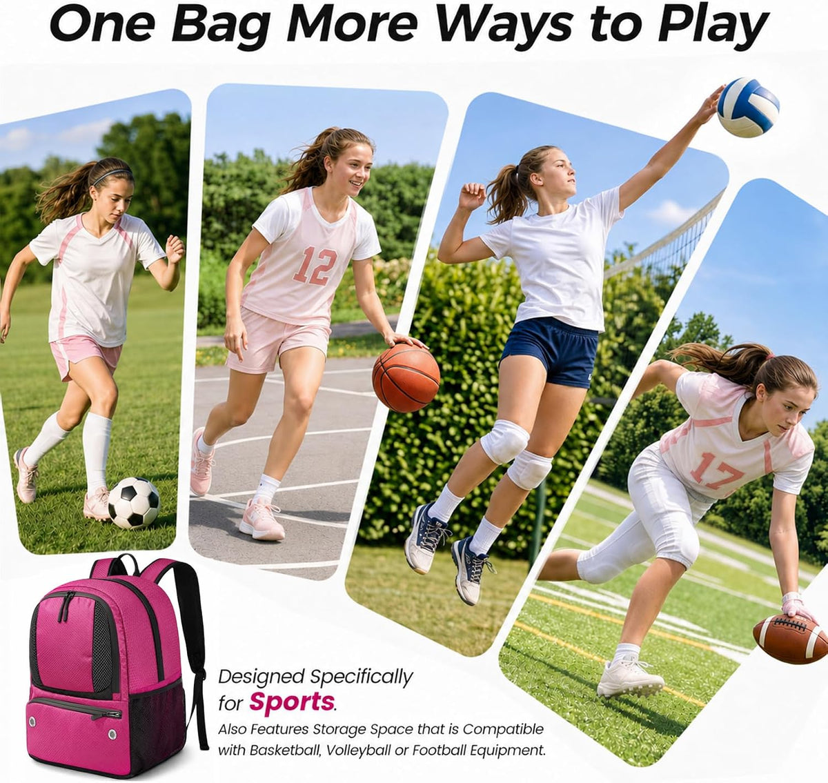 Basketball Backpack Bag with Ball Holder & Shoes Compartment