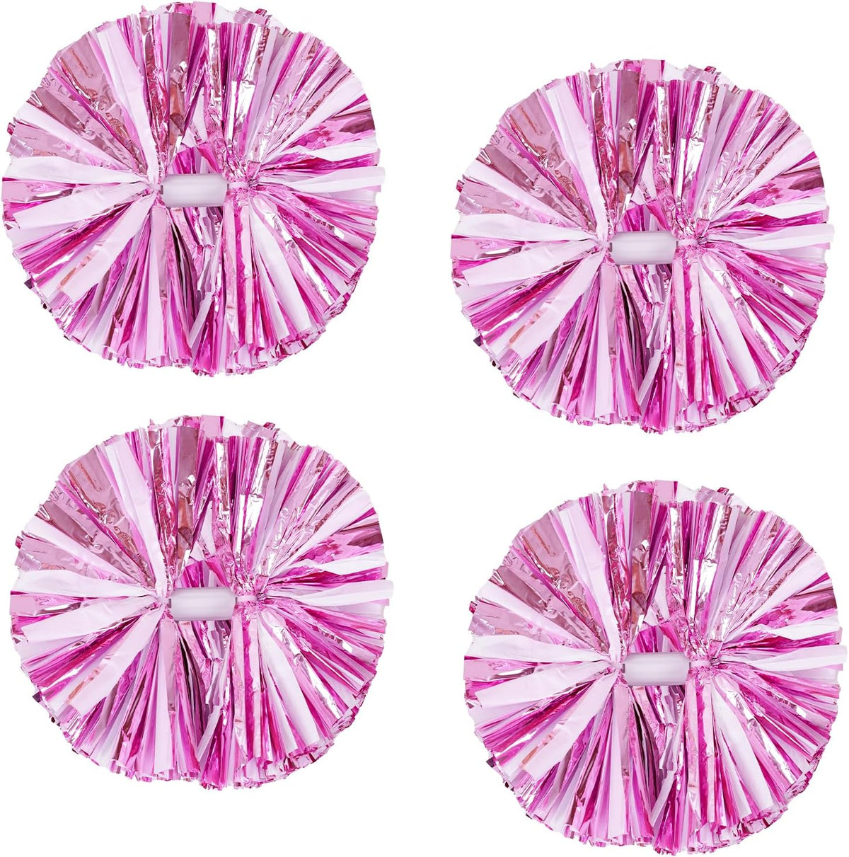 4Pcs Metallic Cheerleading Pom Poms, Creatiee 2 Pair Cheerleader Cheering Squad Pompoms for School Sports Dance Games Team Spirit Cheer