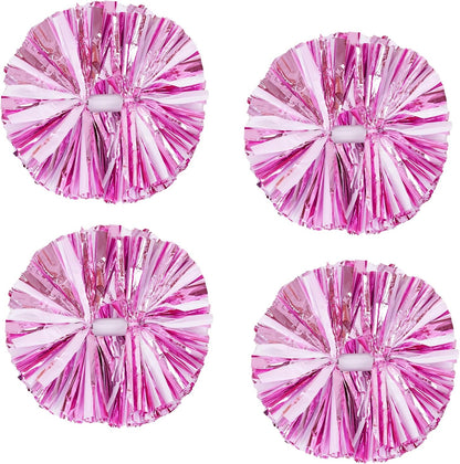 4Pcs Metallic Cheerleading Pom Poms, Creatiee 2 Pair Cheerleader Cheering Squad Pompoms for School Sports Dance Games Team Spirit Cheer
