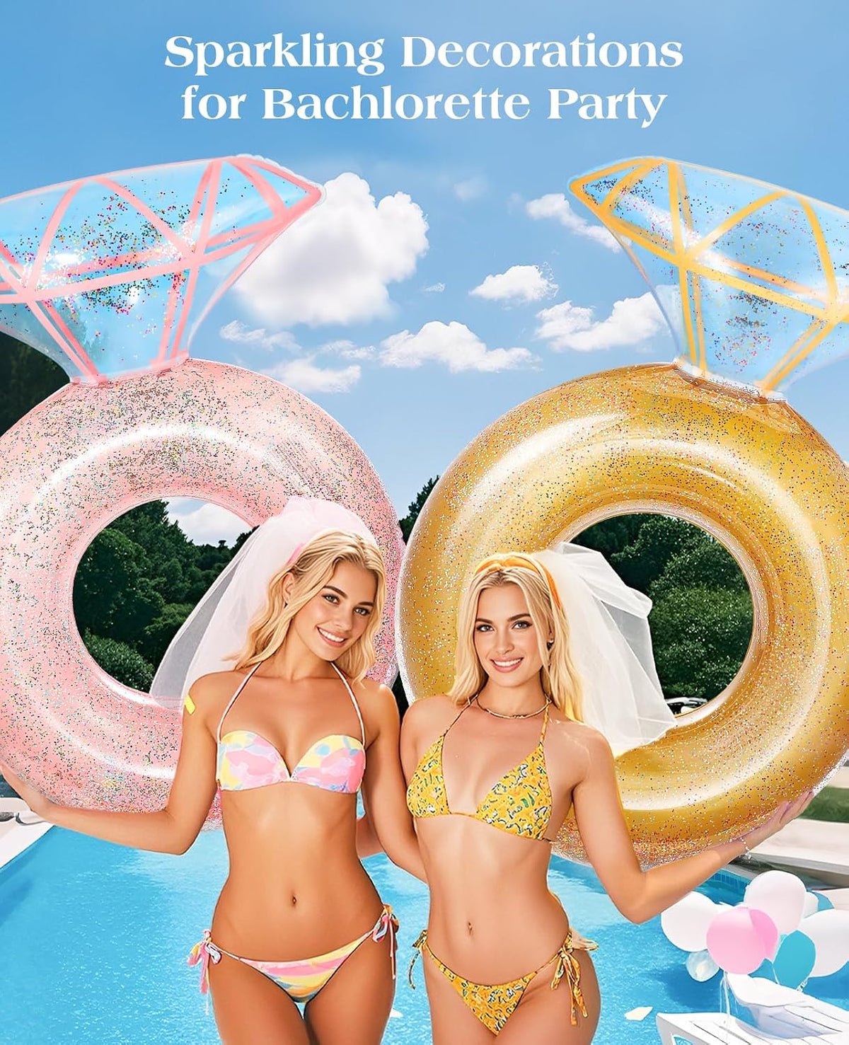 Pool Floats, Inflatable Pool Float, Large Floatie for Bachelorette Party, Swim Tube River Lake Beach Bride Wedding Decor Raft for Adults