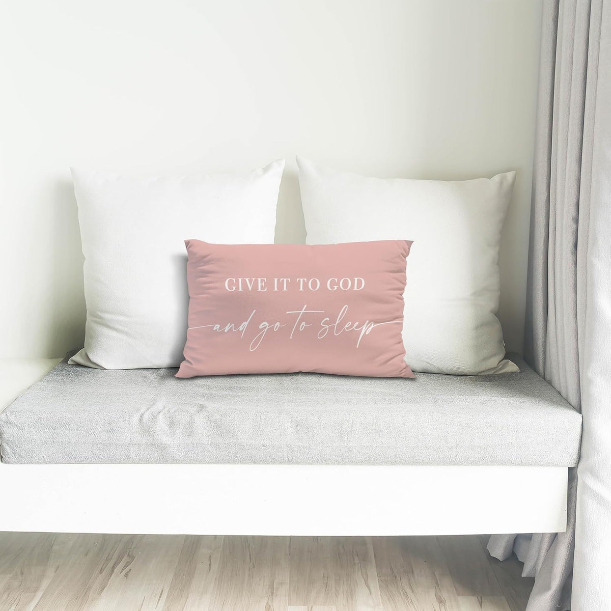Give It to God and Go to Sleep, Decorative Pillows Cover for Bed, Throw Pillows Cover for Bed,12x20 Inch Pillow Case,Decorative Bed Pillows Cover for Bedroom Room(12x20,Pink)