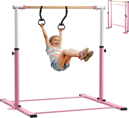 Gymnastic Kip Bar,Horizontal Bar for Kids Girls Junior,3' to 5' Adjustable Height,Home Gym Equipment,Ideal for Indoor and Home Training,300lbs Weight Capacity