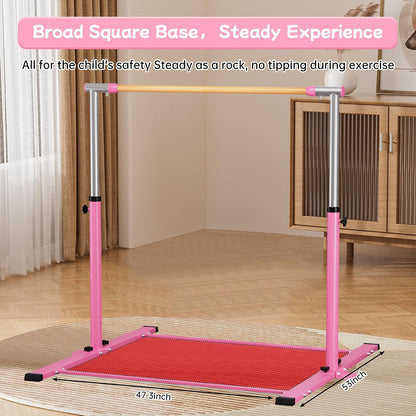 Gymnastic Kip Bar,Horizontal Bar for Kids Girls Junior,3' to 5' Adjustable Height,Home Gym Equipment,Ideal for Indoor and Home Training,300lbs Weight Capacity