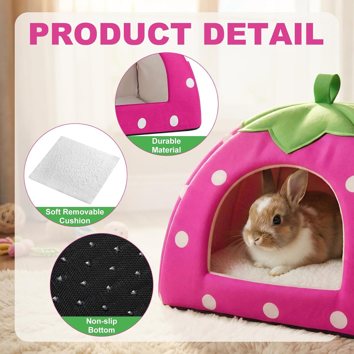Guinea Pig Bed Rabbit Hideout Warm Fleece Cuddle Cup Washable Sleeping House for Small Animals Pet/Ferret/Chinchilla/Bunny (Pink)
