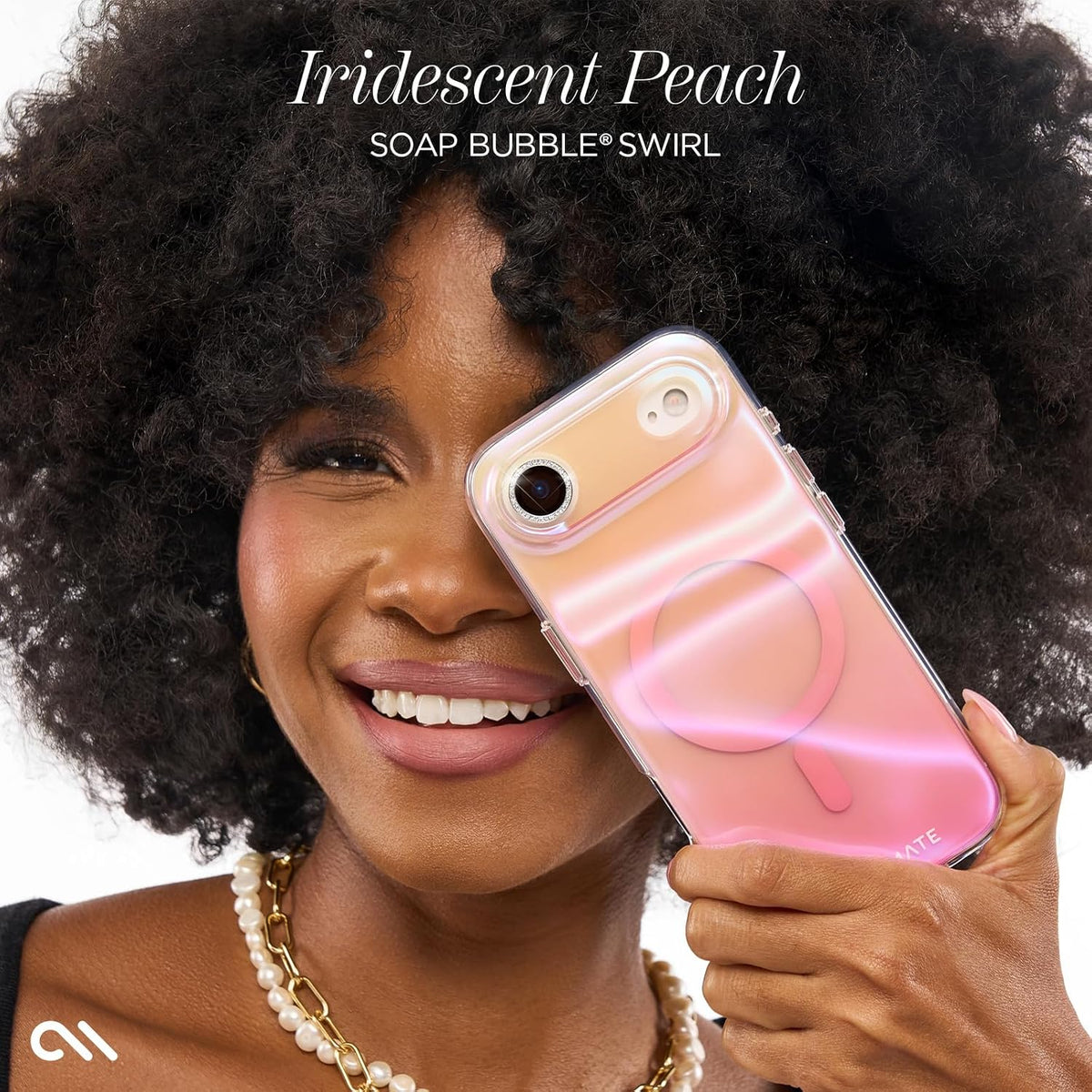 Soap Bubble iPhone Air Case -MagSafe Phone Case -Peach Iridescent