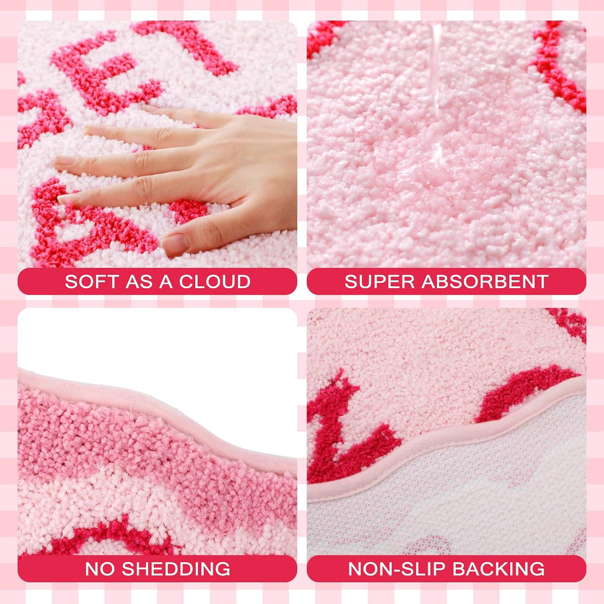 Get Naked Bath Mat Pink Bow Bathroom Rugs Non-Slip 32" x 20"