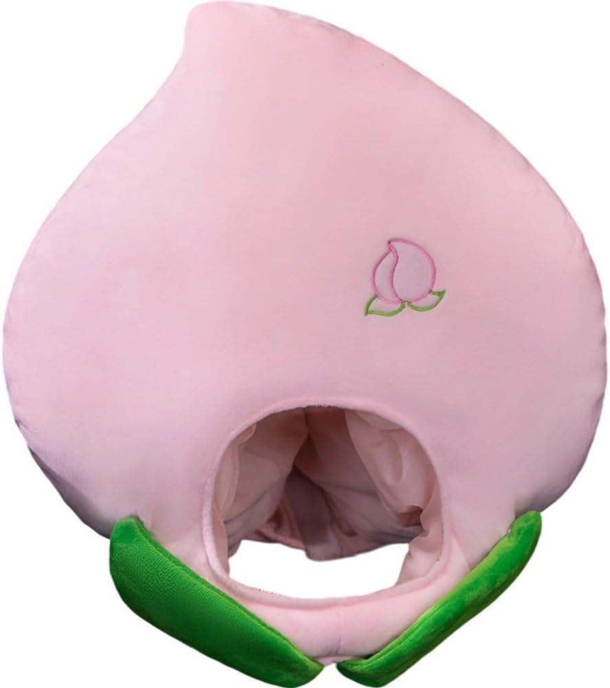 Plush Fruit Headgear Hat Funny Peach Hat Novelty Hat Stuffed Cap Photo Props Warm Halloween Cosplay Accessories