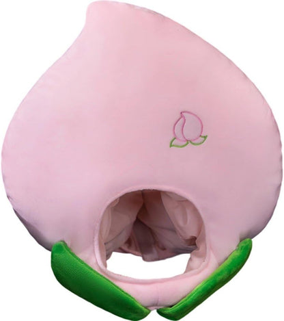 Plush Fruit Headgear Hat Funny Peach Hat Novelty Hat Stuffed Cap Photo Props Warm Halloween Cosplay Accessories