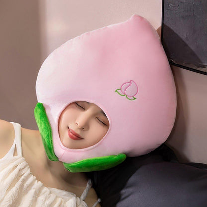 Plush Fruit Headgear Hat Funny Peach Hat Novelty Hat Stuffed Cap Photo Props Warm Halloween Cosplay Accessories