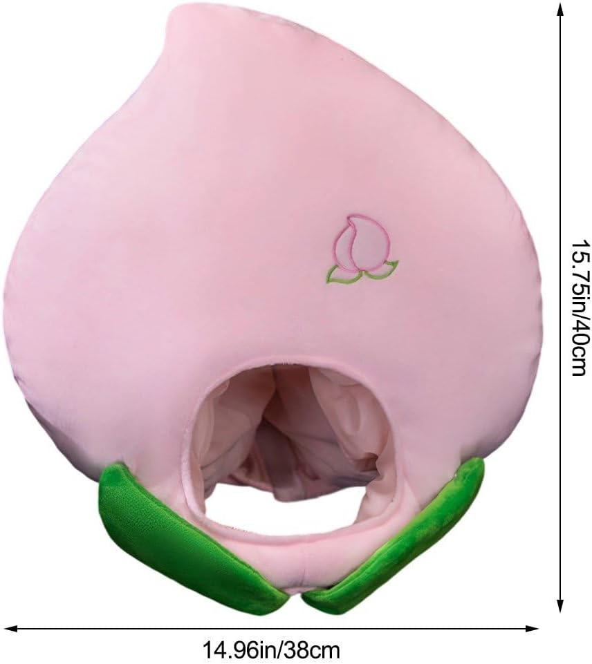 Plush Fruit Headgear Hat Funny Peach Hat Novelty Hat Stuffed Cap Photo Props Warm Halloween Cosplay Accessories