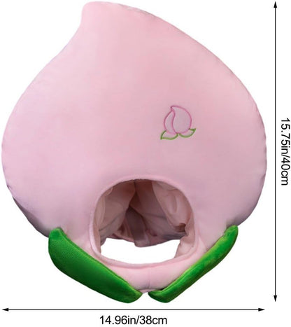 Plush Fruit Headgear Hat Funny Peach Hat Novelty Hat Stuffed Cap Photo Props Warm Halloween Cosplay Accessories
