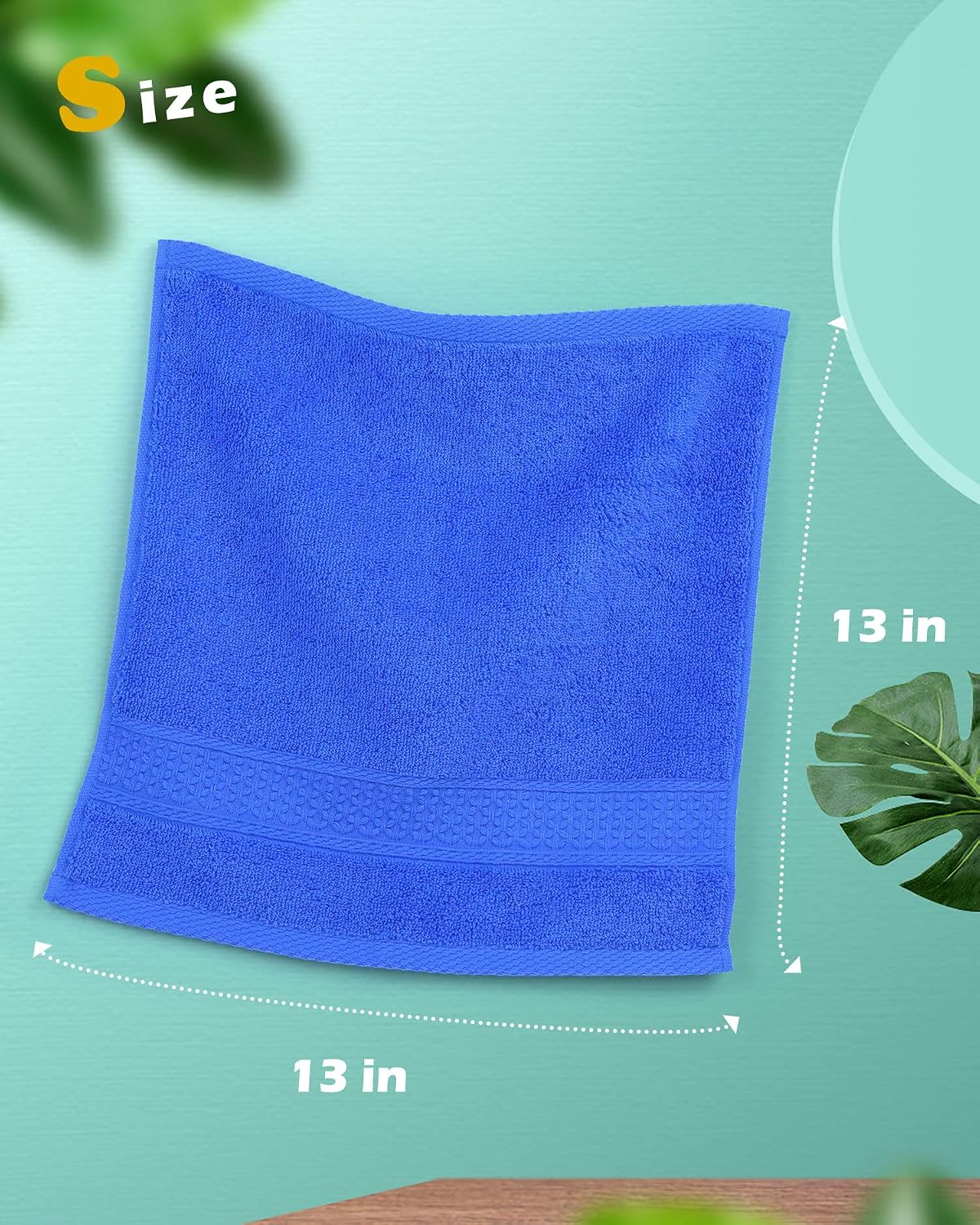 Wash Cloths for Showering 24-Pack Soft Cotton, 8 Colors 13” x 13”
