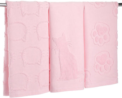 3 Pack Pink Cat Bathroom Hand Towels Cute Paw Kitchen Towels Decor 100% Cotton Soft Absorbent Decorative Jacquard Weave Gifts for Kitchen Bathroom Decor, 29.5 x 13.7 Inch