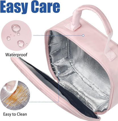 Insulated Pink Lunch Bag for Women,Cute Small Lunch Box for Kids