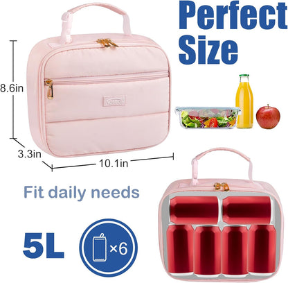 Insulated Pink Lunch Bag for Women,Cute Small Lunch Box for Kids