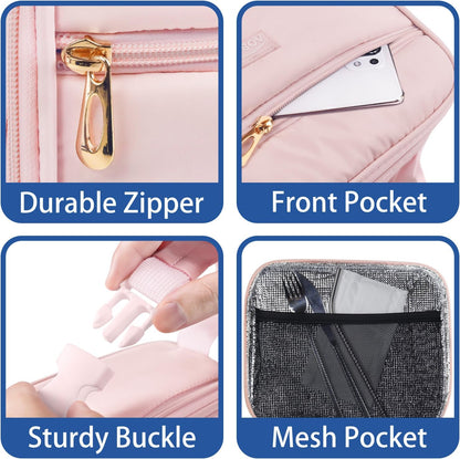 Insulated Pink Lunch Bag for Women,Cute Small Lunch Box for Kids