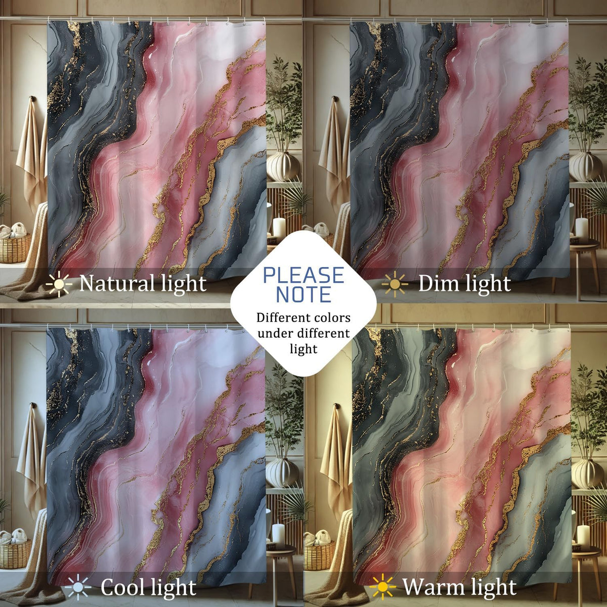 Abstract Peach and Gray Shower Curtain, Modern Art Bathroom Decor for Year-Round Elegance, Chic Waterproof Fabric Shower Curtain Set with Hooks 72x72 Inch