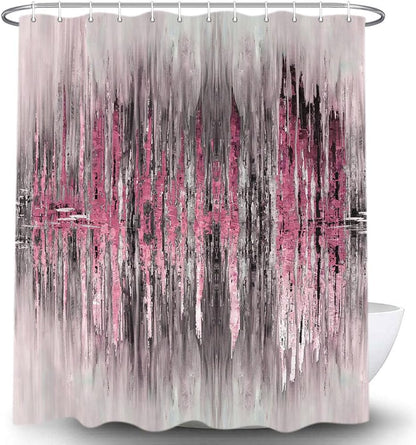 Abstract Shower Curtain, Modern Pink Gold crackNon Decor Bath Curtains, Stripe Contemporary Abstract Painting Fabric Bathtub Shower Curtain Set with Hooks,69X72in