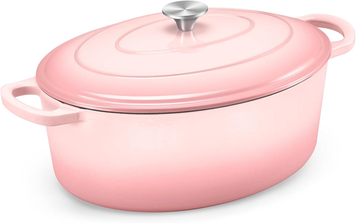 7QT Oval Dutch Oven, Enameled Cast Iron Dutch Oven Pot with Lid