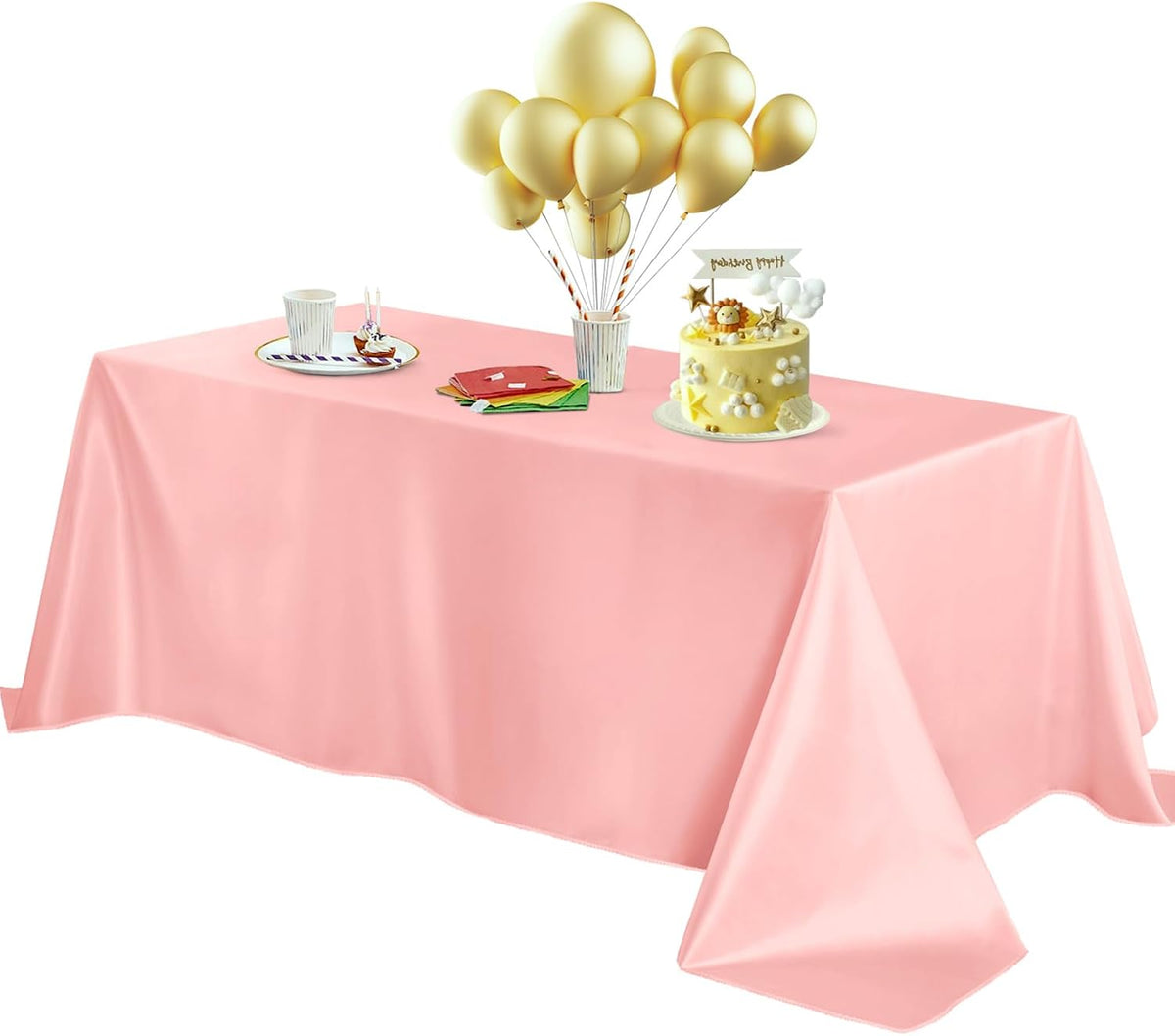 Pink Satin Tablecloth 60 x 102 Inches