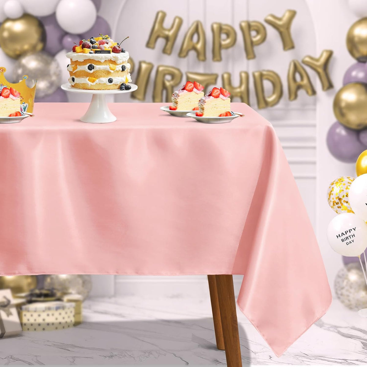 Pink Satin Tablecloth 60 x 102 Inches