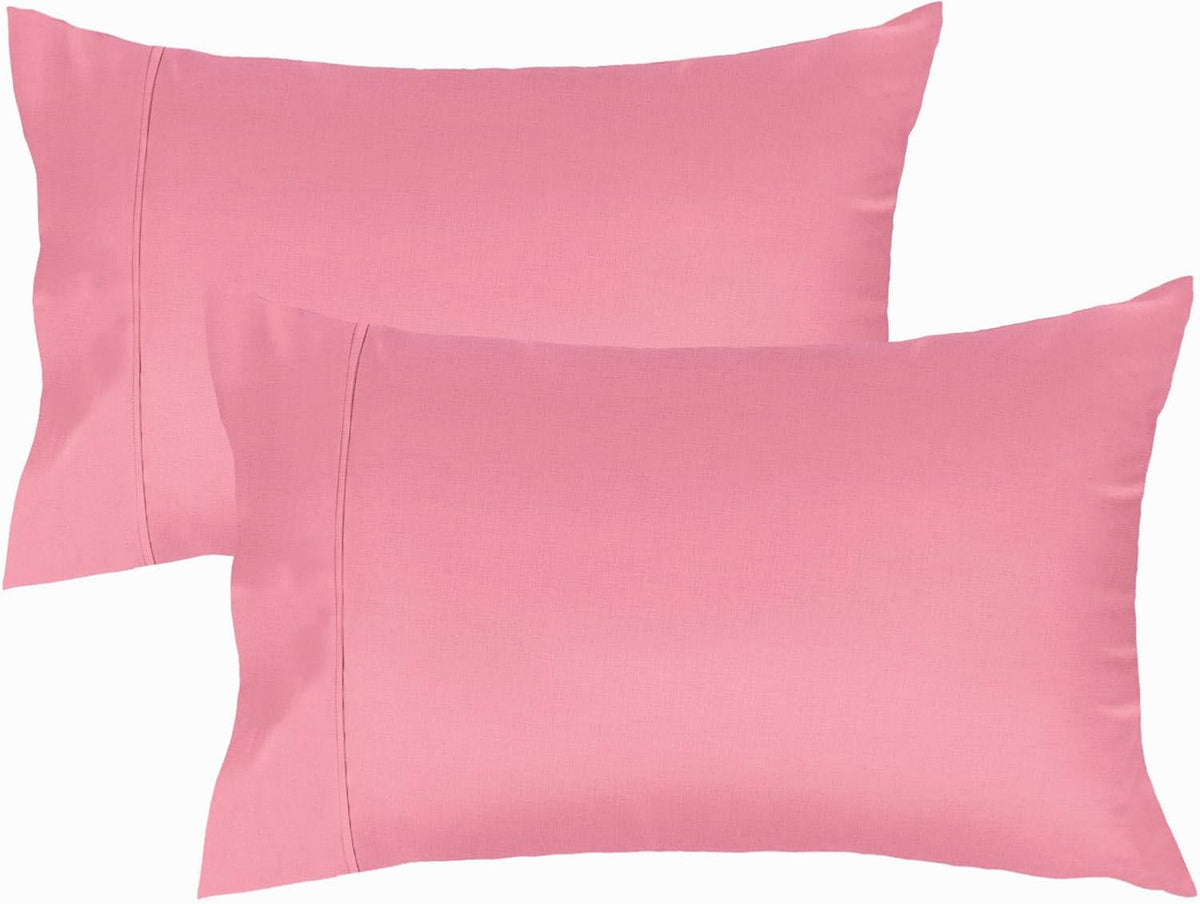 Standard Size Pillow Cases Set of 2, 100% Cotton Sateen, Breathable, Cooling, Soft for Quality Sleep, Pillow Covers with Envelope Closure, 20" x 26", Mauve Pink