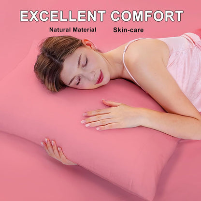 Standard Size Pillow Cases Set of 2, 100% Cotton Sateen, Breathable, Cooling, Soft for Quality Sleep, Pillow Covers with Envelope Closure, 20" x 26", Mauve Pink