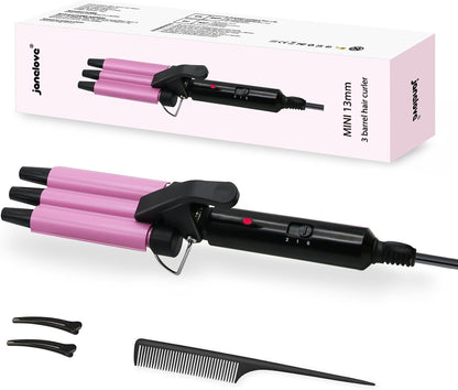 Upgraded Hair Crimper 2 Adjustable Temperature, 1/2 Inch Beach Waves Curling Iron, Hair Waver for Short & Medium Hair, Home and Travel Friendly Crimper Hair Tool, Dual Voltage