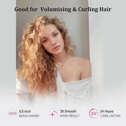 Upgraded Hair Crimper 2 Adjustable Temperature, 1/2 Inch Beach Waves Curling Iron, Hair Waver for Short & Medium Hair, Home and Travel Friendly Crimper Hair Tool, Dual Voltage