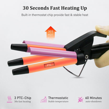 Upgraded Hair Crimper 2 Adjustable Temperature, 1/2 Inch Beach Waves Curling Iron, Hair Waver for Short & Medium Hair, Home and Travel Friendly Crimper Hair Tool, Dual Voltage