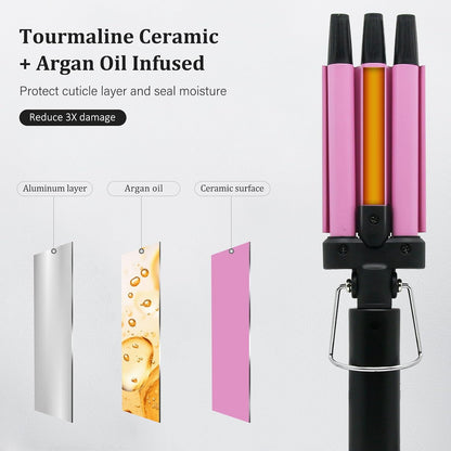 Upgraded Hair Crimper 2 Adjustable Temperature, 1/2 Inch Beach Waves Curling Iron, Hair Waver for Short & Medium Hair, Home and Travel Friendly Crimper Hair Tool, Dual Voltage