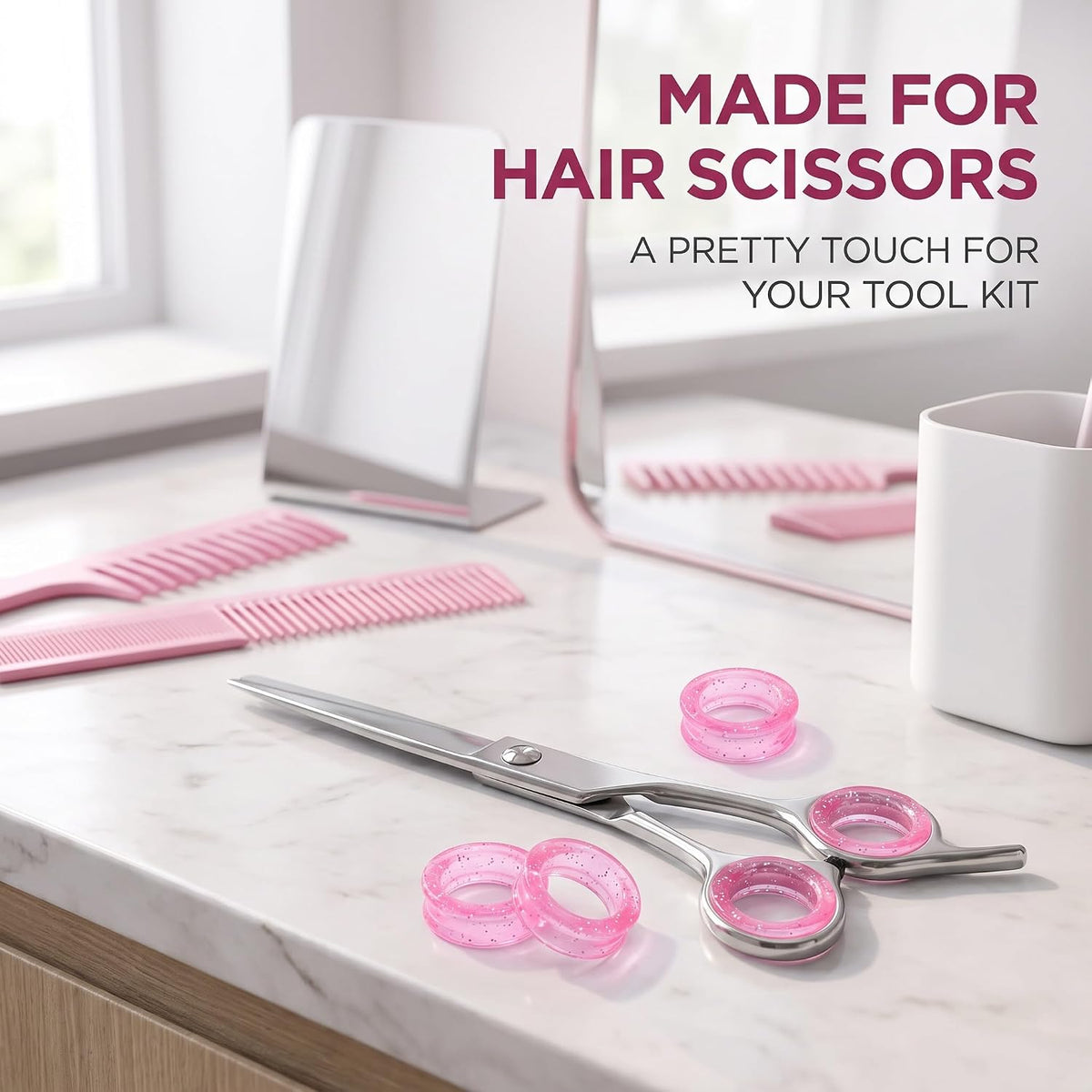 10Pcs Pink Silicone Scissors Finger Rings Grips Grooming Shear Thumb Inserts Finger Protector Ring for Barber Hair Cutting Scissors Pet Shears Hair Cutting Shears Hair Cutting Tools